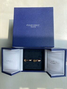CHAUMET Women's Gold and Diamond Hoop Earrings - Blue Box
